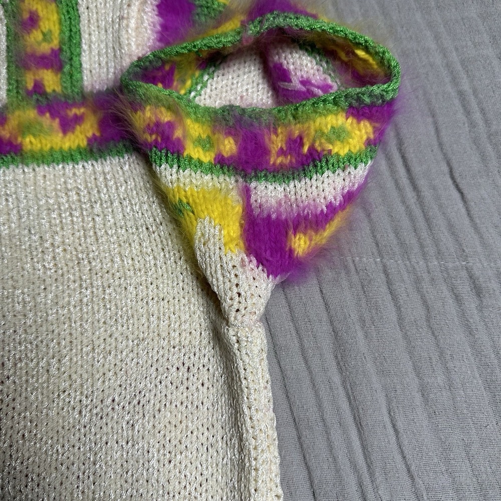 Vintage 80's Sheila Raymond Size Small Handknit Mohair Blend Paisley Sweater - Picture 11 of 13
